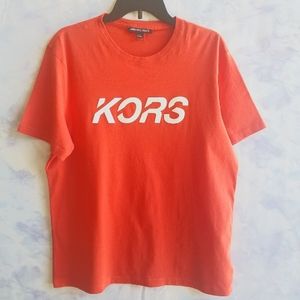 Michael Kors Embossed KORS Short Sleeve Tee Shirt Orange Men's L